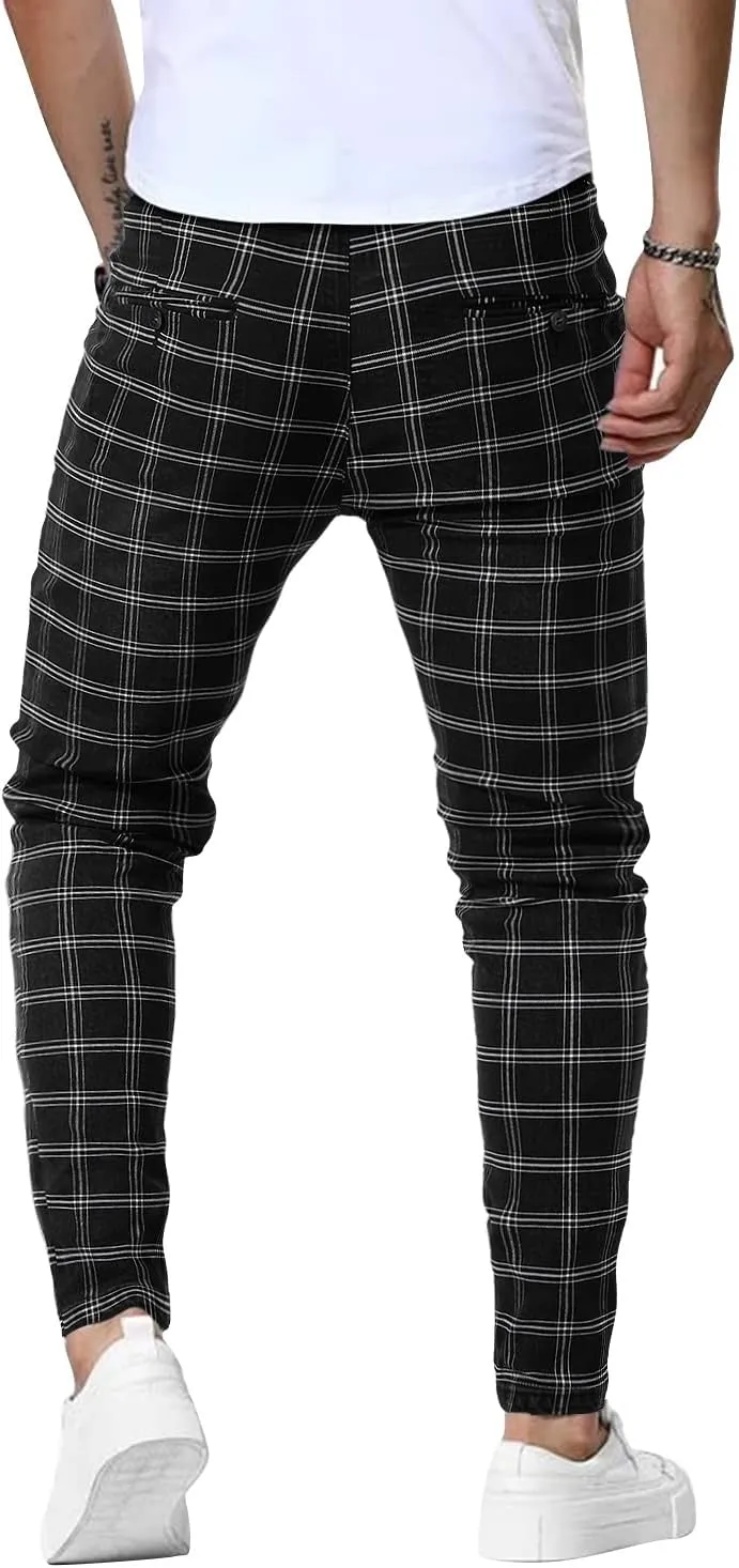 Woenzaia Men's Casual Slim Fit Pants Skinny Stretch Dress Slacks