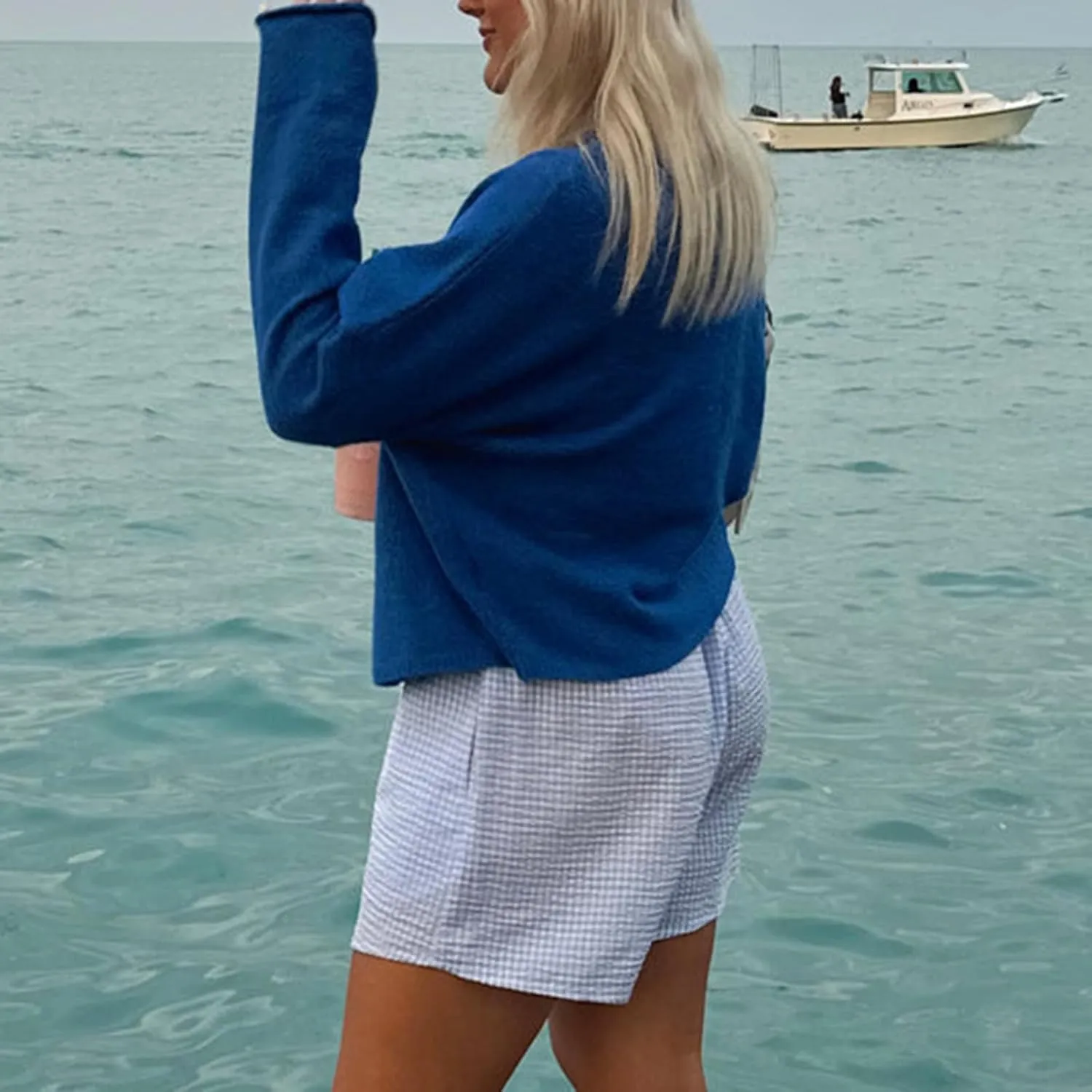 Women Y2k Long Sleeve Crop Cardigan Knitted Solid Color Fuzzy Button Down Sweater Shirt Teen Girls Clothes