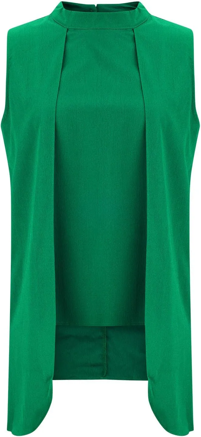 Womens Asymmetric Tops Dressy Casual Sleeveless Mock Neck Tank Tops Loose Fit Solid Flowy Tunic Shirts Cute Work Tees